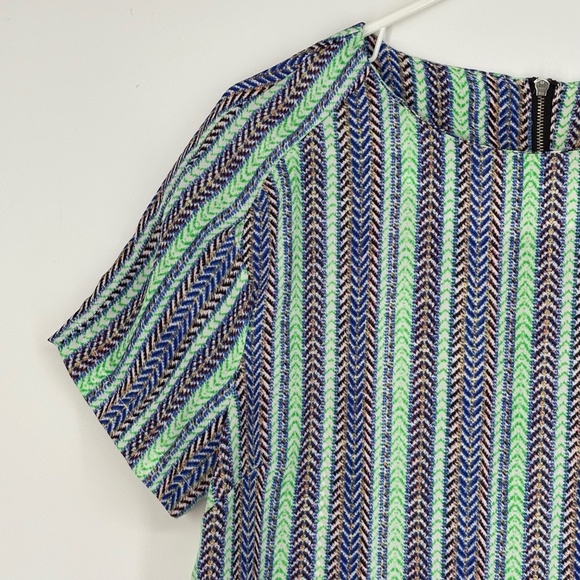 Lelis Womens Large Pullover Blouse Multi Color Chevron Stripe Polyester Short Sl - Picture 2 of 7